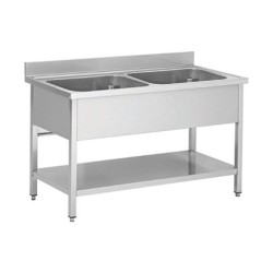 Plonge en inox - 2 Bacs sans égouttoir , 1200 x 700 x850 mm