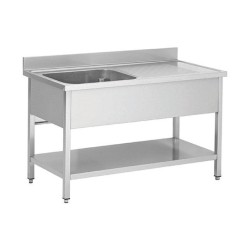 Plonge en inox - 1 Bac - égouttoir à droite , 1400 x 700 x850 mm