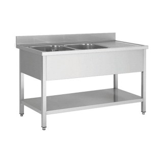 Plonge en inox - 2 Bacs - égouttoir à droite , 1800 x 700 x850 mm