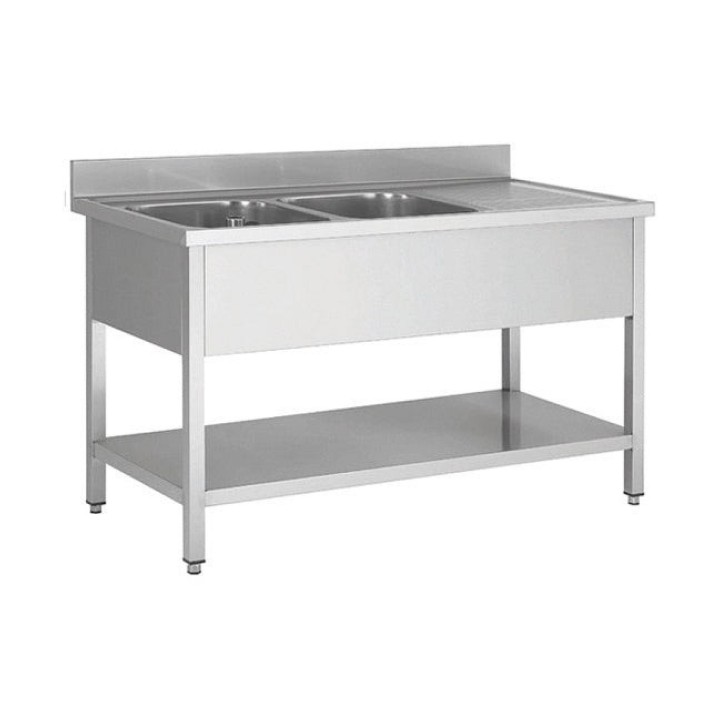 Plonge en inox - 2 Bacs - égouttoir à droite , 1800 x 700 x850 mm