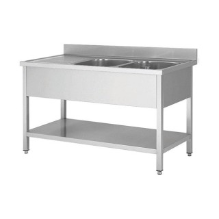 Plonge en inox - 2 Bacs - égouttoir à gauche , 1800 x 700 x850 mm