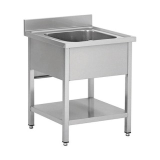 Plonge en inox - 1 Bac sans égouttoir , 800 x 700 x850 mm