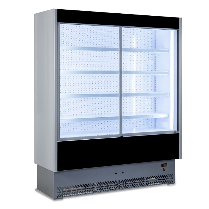 MEUBLE MURAL REFRIGERE AVEC PORTES COULISSANTES POUR PRODUITS FRAIS PRE-EMBALLES L 2080 MM LSPD8200SD TECNODOM