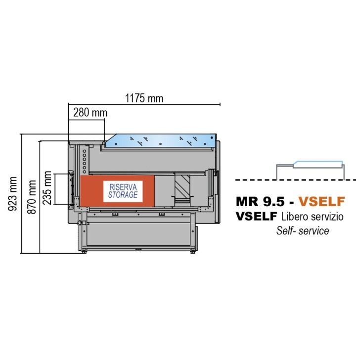 GEVENTILEERDE GEKOELDE TOONBANK (D 1175 MM), ZELFBEDIENING, L 2960 MM FMR1030VS TECNODOM