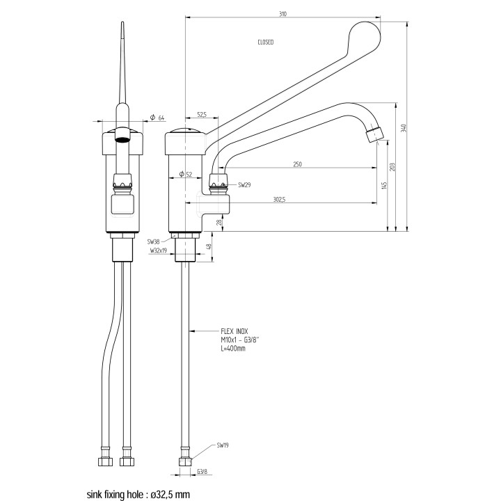 EENGATS MENGKRAAN, ELLEBOOG-BEDIENING - DEBIET 14 L / MINUUT HGD1400 MONOLITH