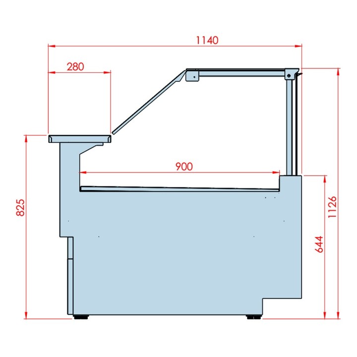 COMPTOIR VITRINE REFRIGERE VENTILE (1150 MM), VITRES DROITES, L 1520 MM FM1015VD TECNODOM