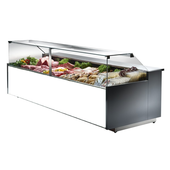 GEVENTILEERDE GEKOELDE TOONBANK (D 1150 MM), RECHTE RUITEN, L 2000 MM FM1020VD TECNODOM