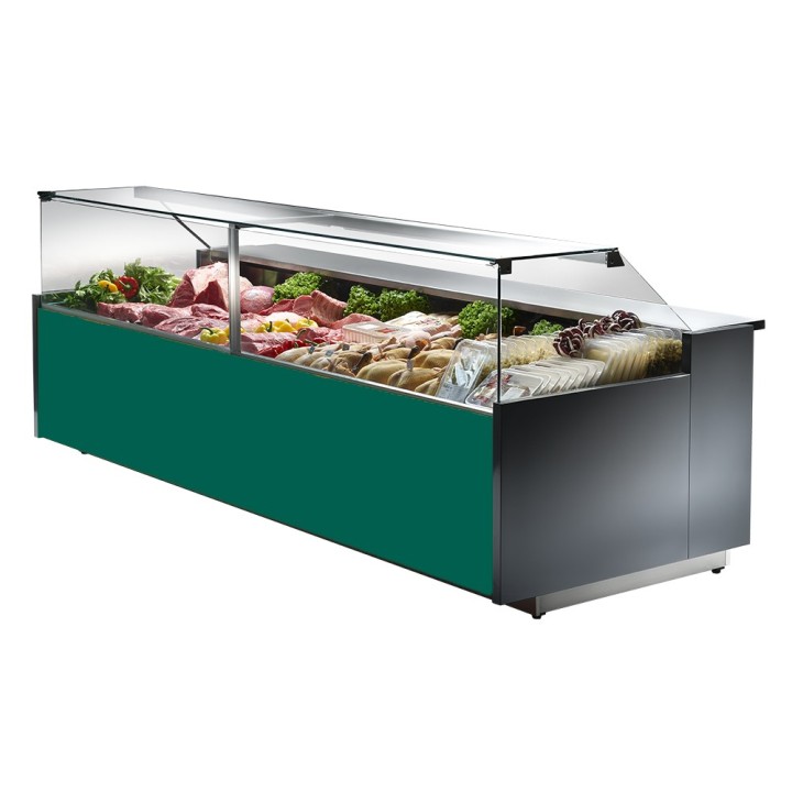 GEVENTILEERDE GEKOELDE TOONBANK (D 1150 MM), RECHTE RUITEN, L 2000 MM FM1020VD TECNODOM