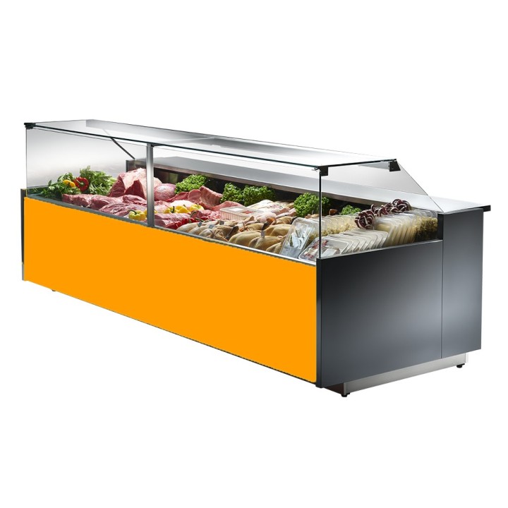 GEVENTILEERDE GEKOELDE TOONBANK (D 1150 MM), RECHTE RUITEN, L 2480 MM FM1025VD TECNODOM