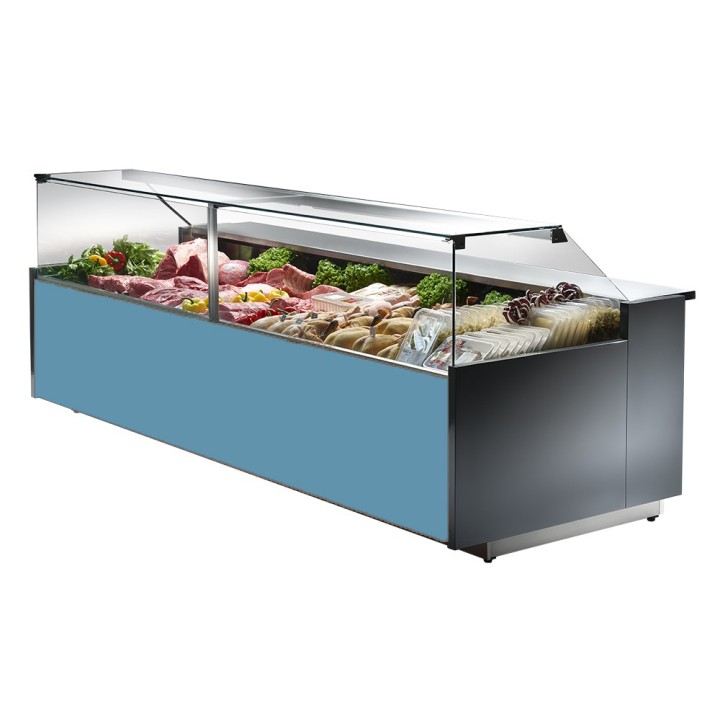 GEVENTILEERDE GEKOELDE TOONBANK (D 1150 MM), RECHTE RUITEN, L 2480 MM FM1025VD TECNODOM