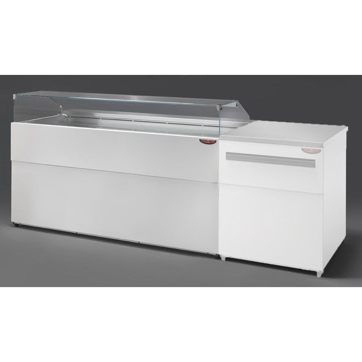 COMPTOIR VITRINE REFRIGERE VENTLE (940 MM), VITRES DROITES, L 1377 MM KPK0814VD TECNODOM