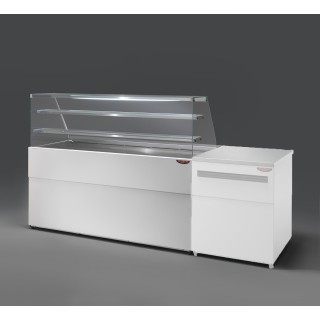 COMPTOIR VITRINE REFRIGERE VENTLE (940 MM), VITRES DROITES, L 1377 MM KPK0814VD2M TECNODOM