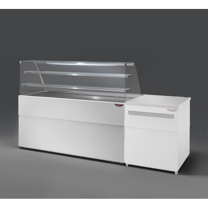 COMPTOIR VITRINE REFRIGERE VENTLE (940 MM), VITRES DROITES, L 1377 MM KPK0814VD2M TECNODOM