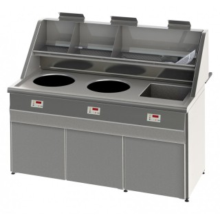 FRITEUSE GAZ HAUT RENDEMENT, CUVE RONDE 2 x 18 L + CUVE CARRE, ELECTRONIQUE RFGS3C SOFINOR