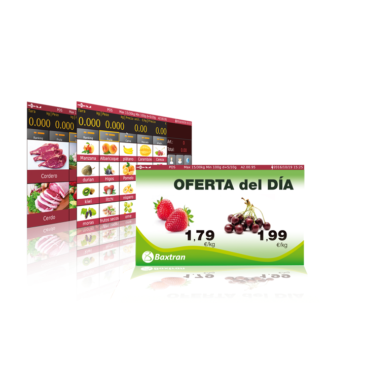 COMMERCIELE WEEGSCHAAL MET TICKET, TOT 30 KG, NAUWKEURIG TOT 10 GRAM IS070 BAXTRAN