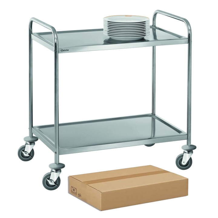 DEMONTEERBARE RVS AFRUIMTROLLEY, 2 NIVEAU'S ICS482 CATERCHEF