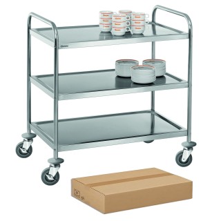 DEMONTEERBARE RVS AFRUIMTROLLEY, 3 NIVEAU'S ICS483 CATERCHEF