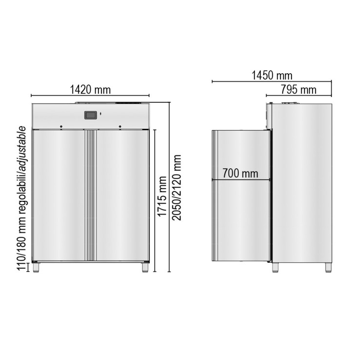 ARMOIRE MEDICAL REFRIGEREE, 2 PORTES, 1310 L HGN1400TN MEDDOM