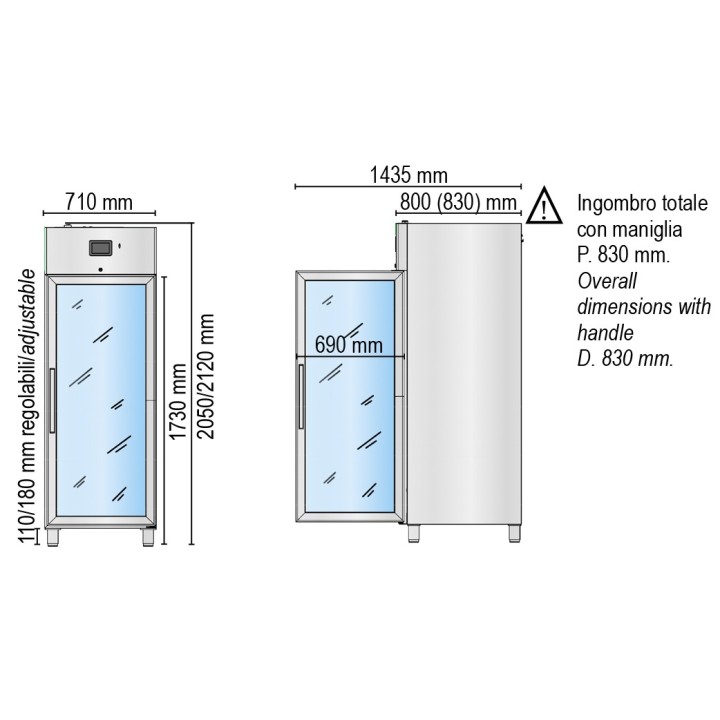 MEDISCHE KOELKAST, 1 GLASDEUR, 600 L, MET 7 SCHUIVEN HGN0700TNVT MEDDOM