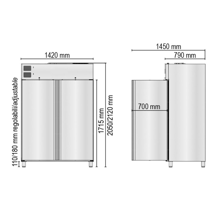 MEDISCHE DUBBELE TEMPERATUURSKAST, 2 DEUR, 1310 L HGN1400TN+BTN MEDDOM