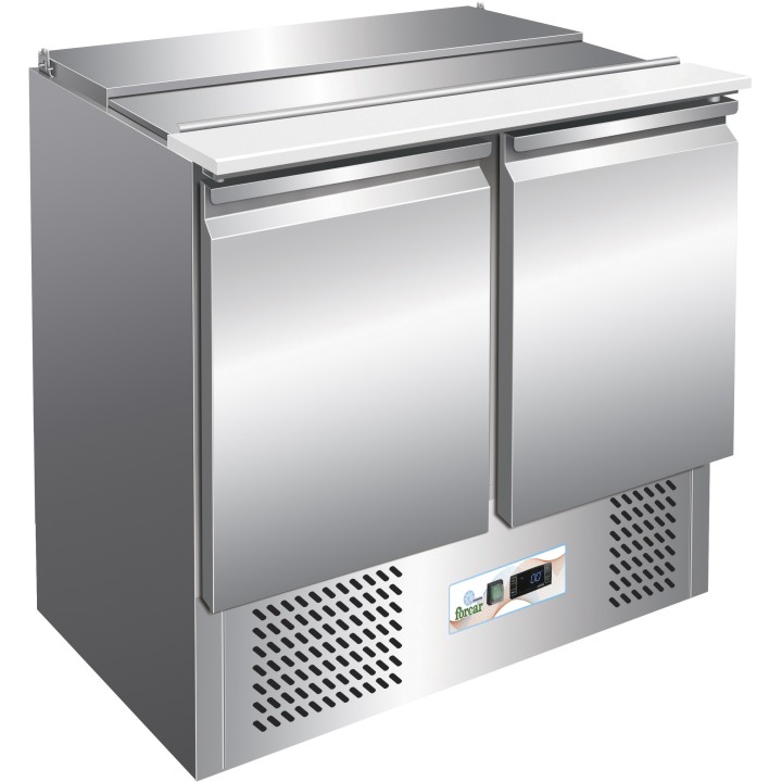FRIGO SALADETTE, 2 PORTES, AVEC COUVERCLE INOX FMETP1000C FORCAR