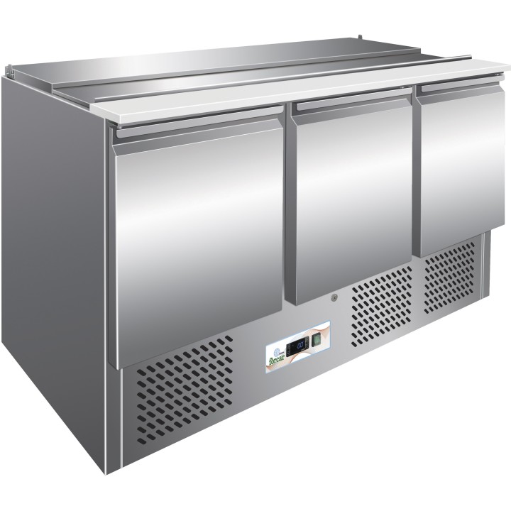 FRIGO SALADETTE, 3 DEUR, MET RVS DEKSEL FMETP1003C FORCAR