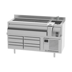 TABLE DE PREPARATION POUR COCKTAILS REFRIGEREE, AVEC 4 TIROIRS REFRIGERES, L 1600 MM FBST1600R INFRICO