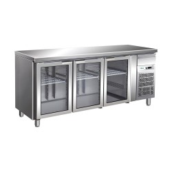 FRIGO TABLE POSITIF - 3 PORTES VITREES - PROFONDEUR 700 MM