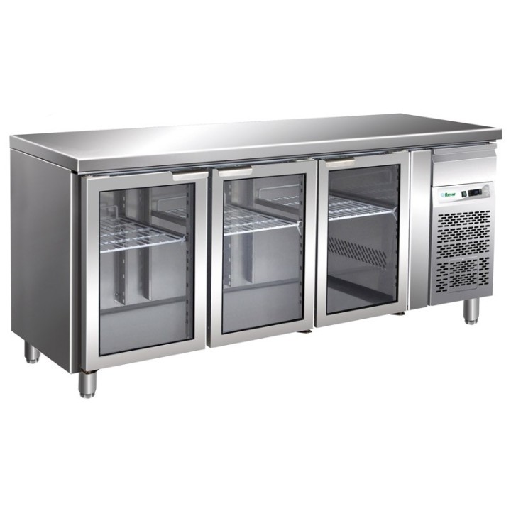 FRIGO TABLE POSITIF - 3 PORTES VITREES - PROFONDEUR 700 MM