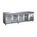 FRIGO TABLE POSITIF - 4 PORTES VITREES - PROFONDEUR 700 MM