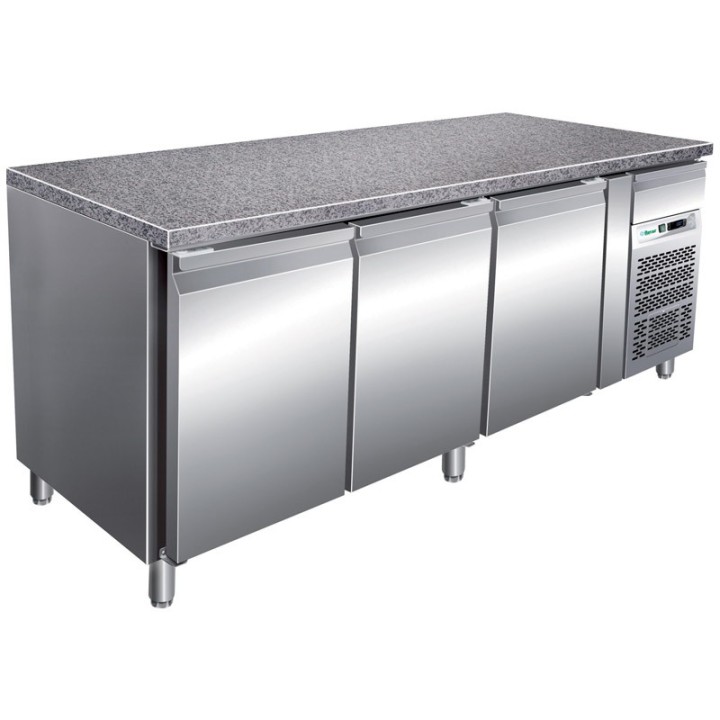 FRIGO TABLE POSITIF AVEC GRANITE - 3 PORTES - PROFONDEUR 800 MM