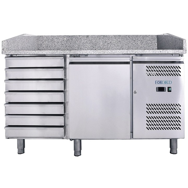 FRIGO PIZZA TAFEL - 1 DEUR EN 7 SCHUIVEN - DIEPTE 800 MM