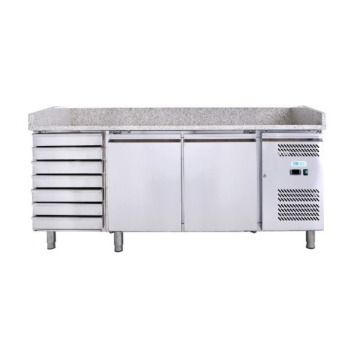 FRIGO PIZZA TAFEL - 2 DEUREN EN 7 SCHUIVEN - DIEPTE 800 MM