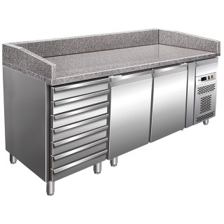 FRIGO TABLE PIZZA - 2 PORTES ET 7 TIROIRS - PROFONDEUR 800 MM