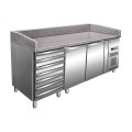 FRIGO PIZZA TAFEL - 2 DEUR EN 7 SCHUIVEN - DIEPTE 800 MM