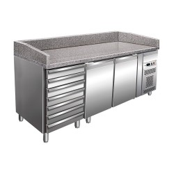 FRIGO TABLE PIZZA - 2 PORTES ET 7 TIROIRS - PROFONDEUR 800 MM