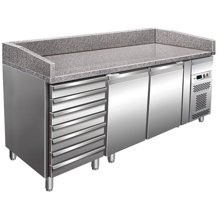 FRIGO TABLE PIZZA - 2 PORTES ET 7 TIROIRS - PROFONDEUR 800 MM