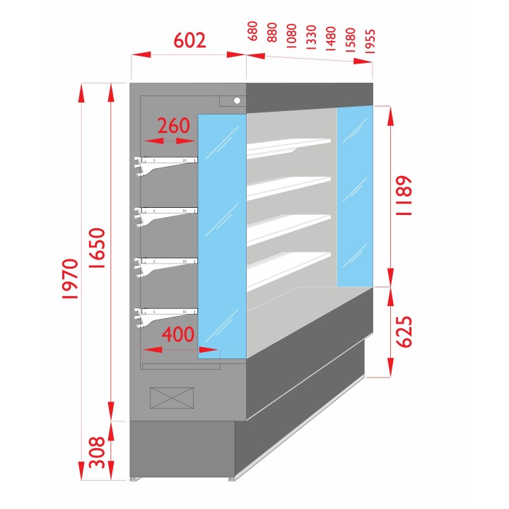 GEKOELD WANDMEUBEL VOOR VERS VOORVERPAKTE PRODUCTEN L 680 MM LSPD6060 TECNODOM