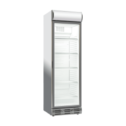 FRIGO VITRINE A BOISSONS, 360 L AVEC BANDEAU PUBLICITAIRE