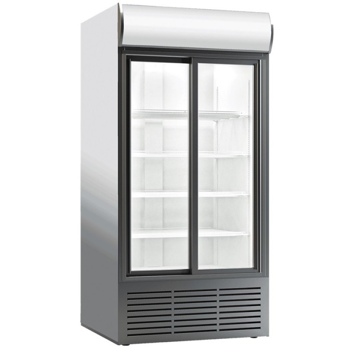 FRIGO DRANKENVITRINE BEGLAASD, 2 SCHUIFDEUREN, MET RECLAME BANNER, ...