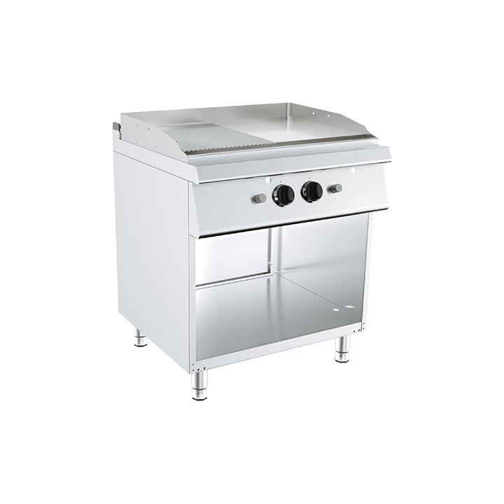 PLAQUE DE CUISSON DOUBLE GAZ SUR ARMOIRE - 1/2LISSE 1/2RAINUREE