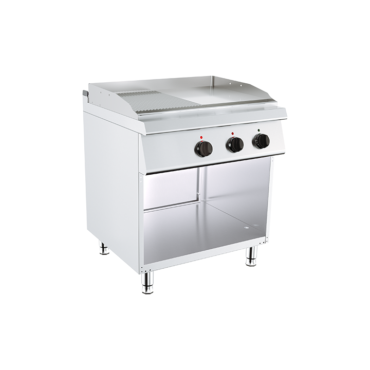 PLAQUE DE CUISSON DOUBLE ELECTRIQUE SUR ARMOIRE - 1/2LISSE 1/2RAINUREE CHROMEE