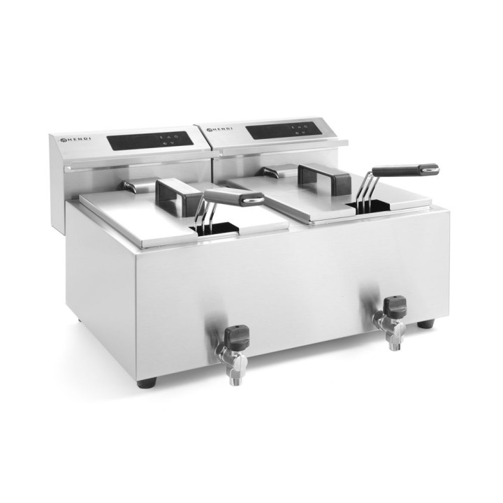 Friteuse Profi Line avec robinet de vidange numérique - 2 x 8 l