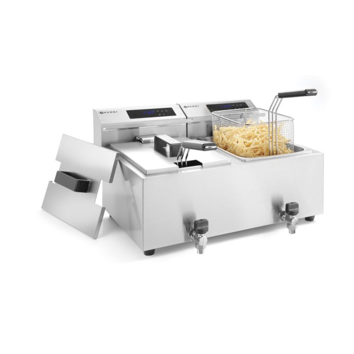 Friteuse Profi Line avec robinet de vidange numérique - 2 x 8 l