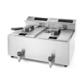 Friteuse Profi Line avec robinet de vidange numérique - 2 x 8 l
