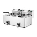 Friteuse Profi Line avec robinet de vidange - 2 x 8 l