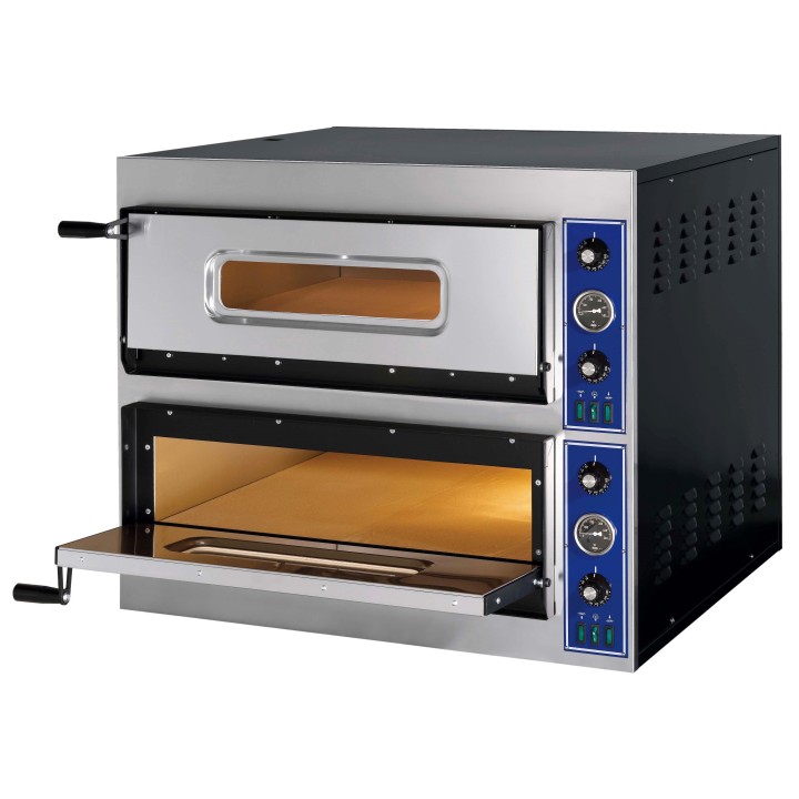 PROFESSIONELE ELECTRISCHE PIZZA OVEN, 2 X 4 PIZZA Ø 300 MM, MECHANISCHE BEDIENING, TRIFASE VE44START GGF
