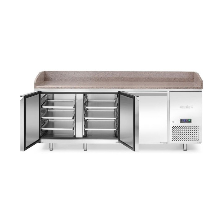 Saladette pizza avec plan de travail en granit, 3 portes