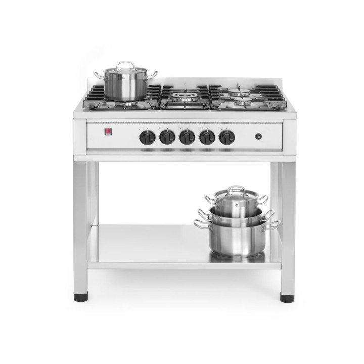 Cuisinière à gaz - 5 feux, châssis ouvert