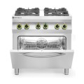 Cuisinière à gaz 4 feux avec four à convection GN 1/1